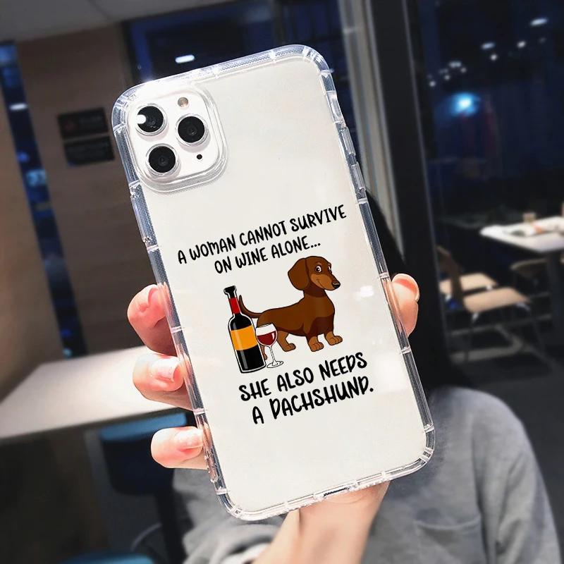 Custodia Carina a Cartone Animato Cane Salsiccia per Telefono per iPhone 17 16 15 14 13 12 11 Pro Max Mini SE 7 Plus Animale Trasparente Morbida Shell Fundas