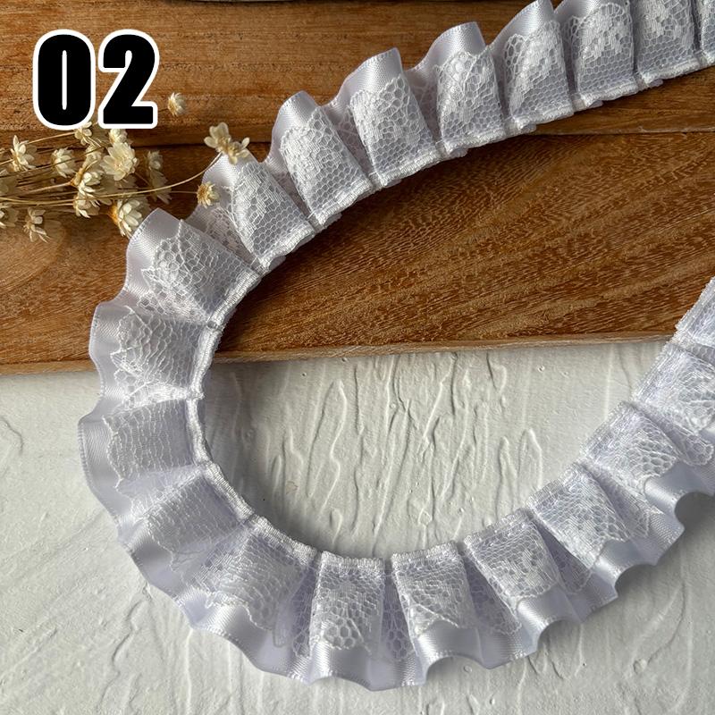9M Lolita Lace Bead Ruffled Lace Fabric Pleated Edging Satin Ribbon Diy Baby Clothing Skirt Curtain Furniture Decor Lace Trim