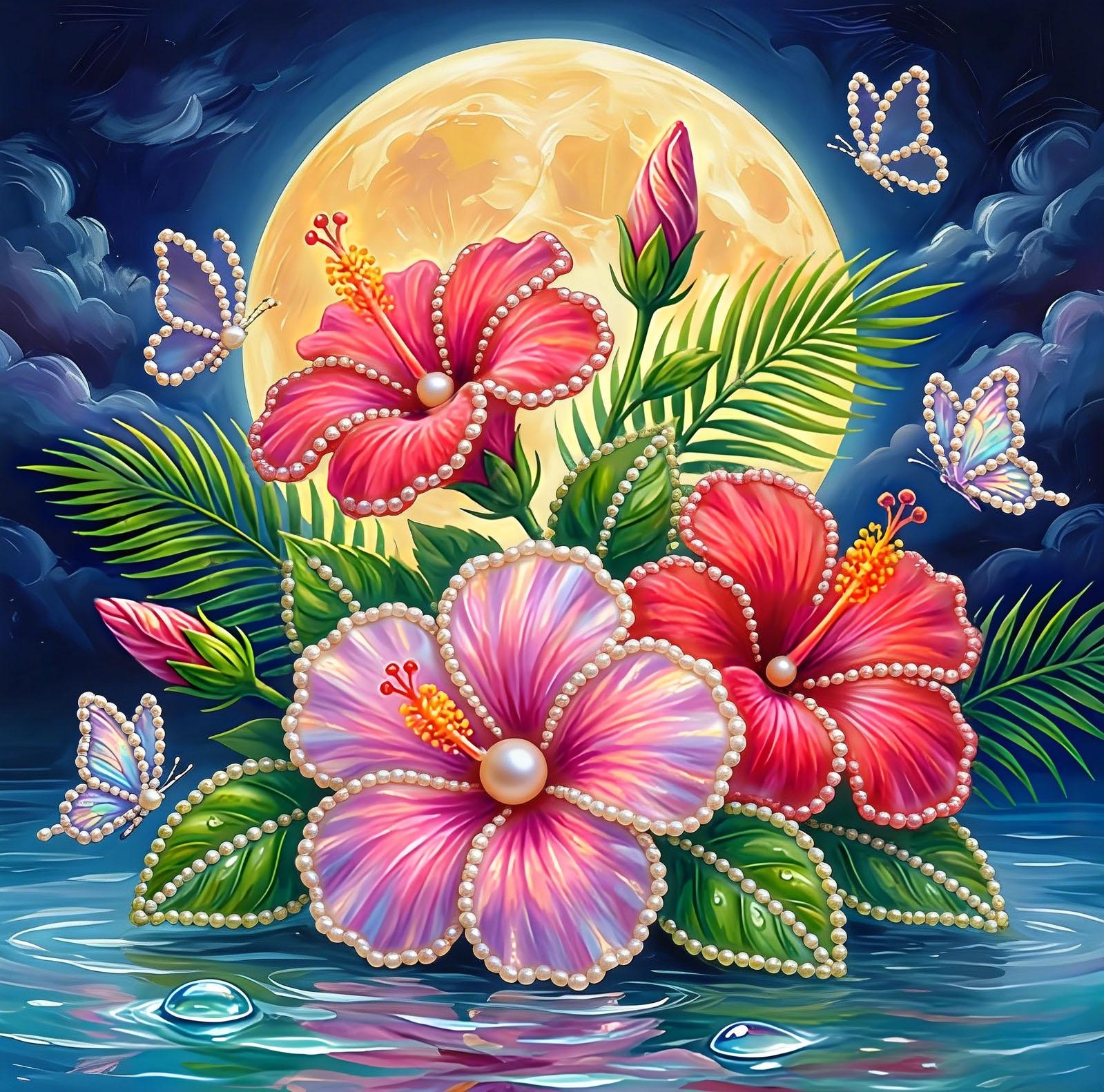 

Flowers and Butterflies Full 5D DIY Pearl Gem Art Diamond Painting Kits for Adults/Beginners Gift Idea Home Decor 11.81x11.81in 30x30cm