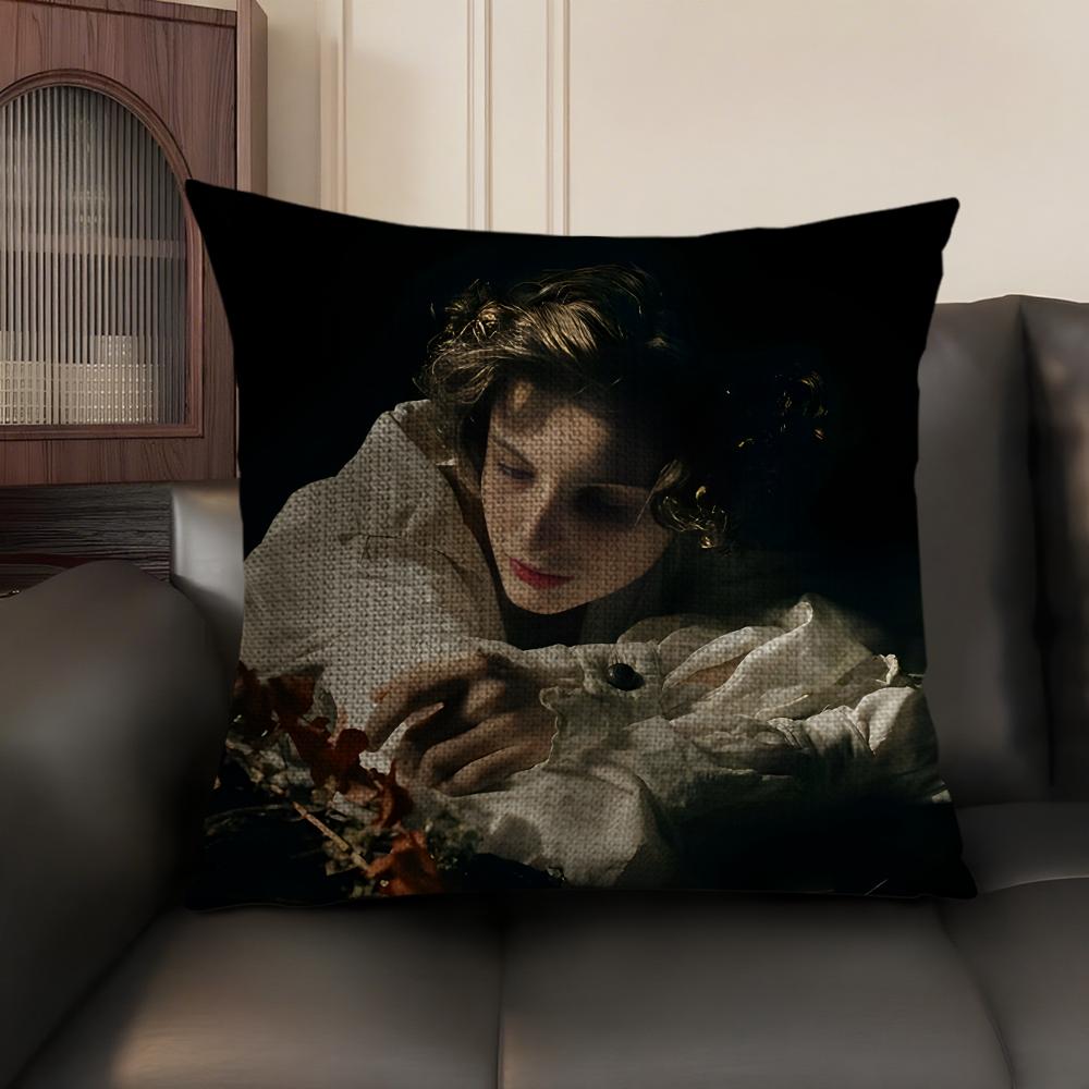Medieval European Lady Cushion Cover Natural Linen Organic Fabric DoubleSided Printing Sofa Home Decor Gift Pillow Case