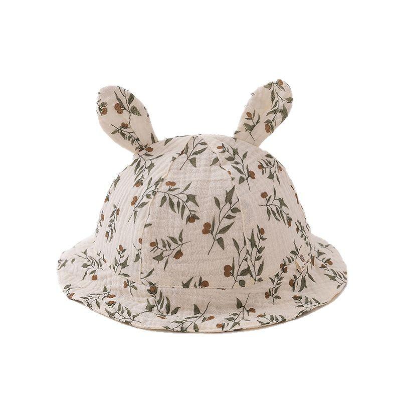 Baby Hat Spring and Autumn Small month old Cute Rabbit Ear Cotton Yarn Drawstring Hat Autumn Boy and Girl Super Cute Fisherman Hat