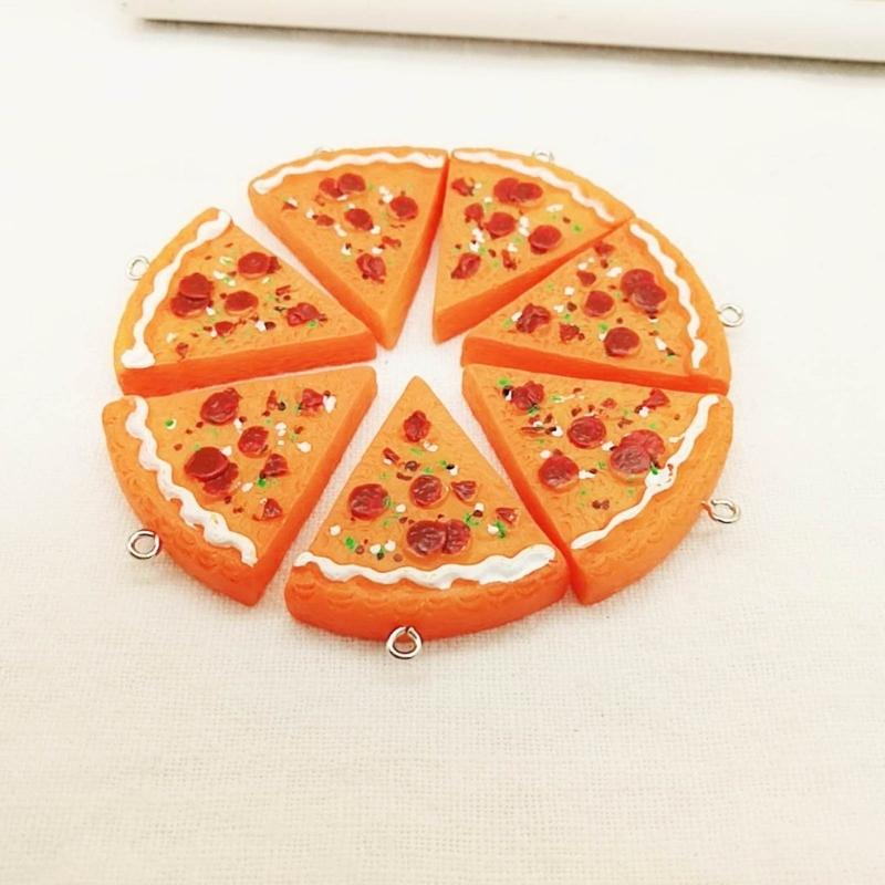 Set di 7 Collane/Portachiavi Bizzarri a Forma di Pizza per Coppie Amanti del Cibo Regali per Amici