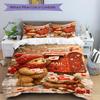 3pcs Valentines Day Gift - Cute Teddy Bear Bedding Set with Red Heart Envelopes - Includes One Quilt Cover and Two Pillowcases (No Core) - P