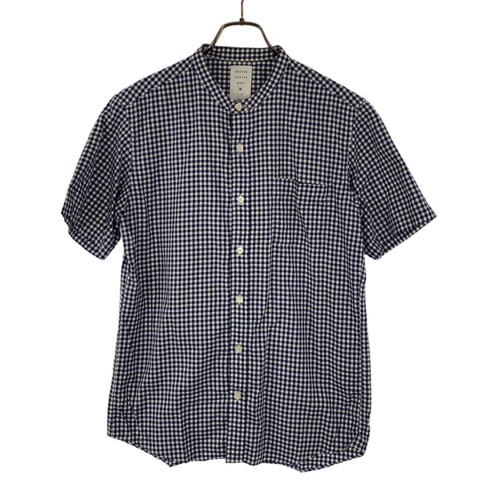 Mr.GENTLEMAN made in Japan Check Pattern Short sleeve Band collar shirt M Men's Used