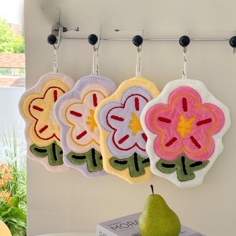 Money Flower Hand Towel,Hangable Organic Cotton Kitchen Towel,Soft Absorbent Quick-Dry Bathroom Towel Quick-Dry Non-Shedding