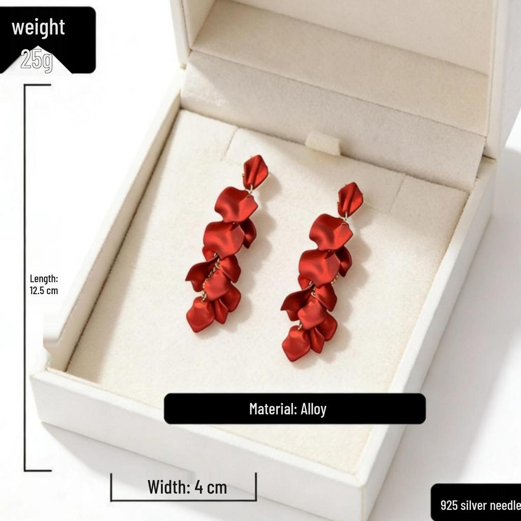 Boucles d'Oreilles Pompons Pétales de Rose Élégantes - Mode Européenne Écologique pour Femmes