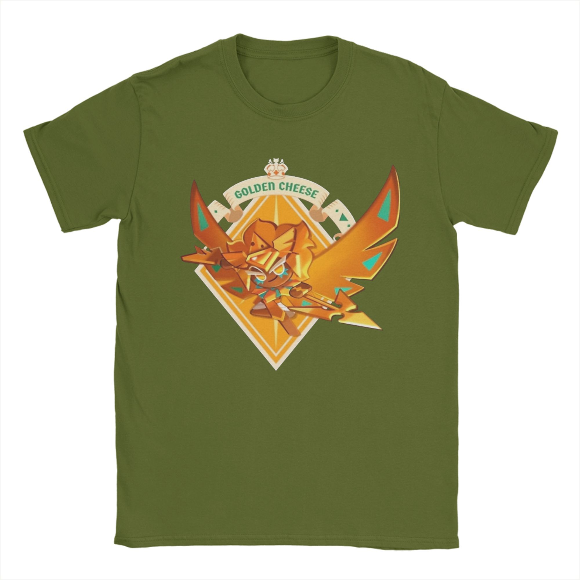 

Повседневная золотистая футболка с сыром для мужчин, с круглым вырезом, с коротким рукавом, топы, Cookie Run Kingdom, хлопок, летние топы S