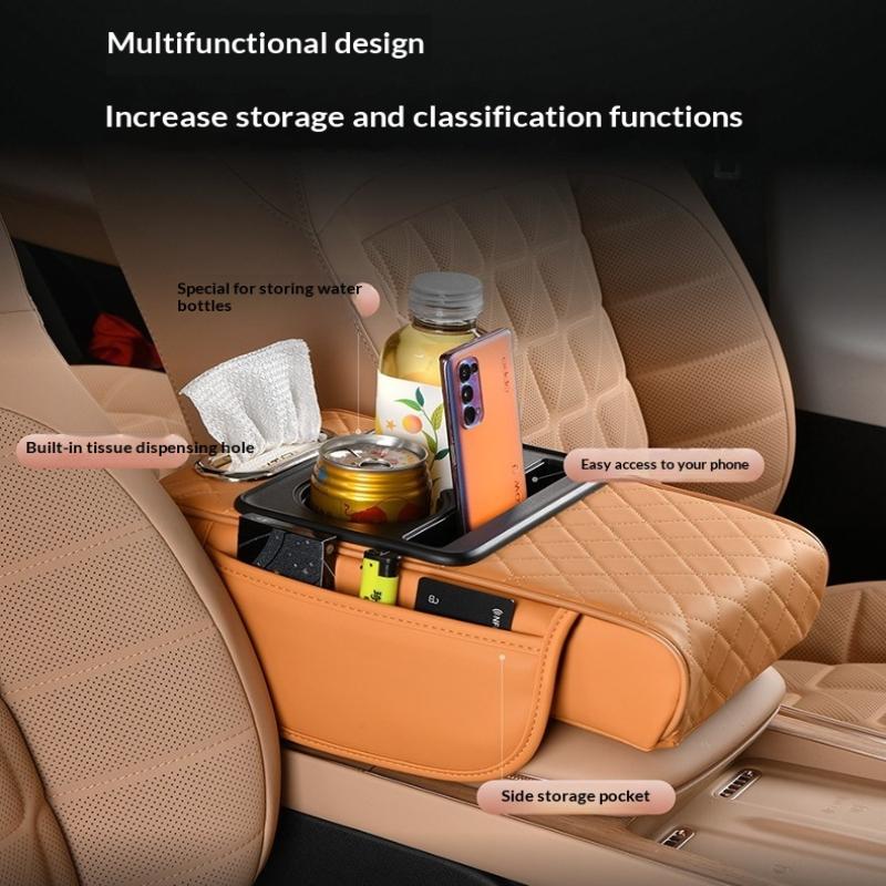 Car Armrest Storage Box Universal Fit Center Console Organizer Space Saver for Smartphones Coins Keys