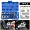 Professional 34pcs Torx Bit Socket And E-Torx Star Socket Set 1/4" 3/8" 1/2" Drive Male Female E-torx Security Bit Handheld Tool