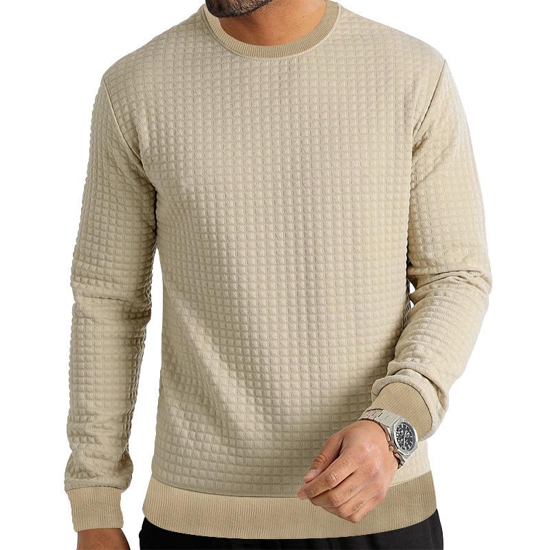 Autumn and Winter Men's Long-sleeved T-shirt Solid Colour Round Neck Knit Shirt Slim Small Square Men's Internal Bottoming Shirt