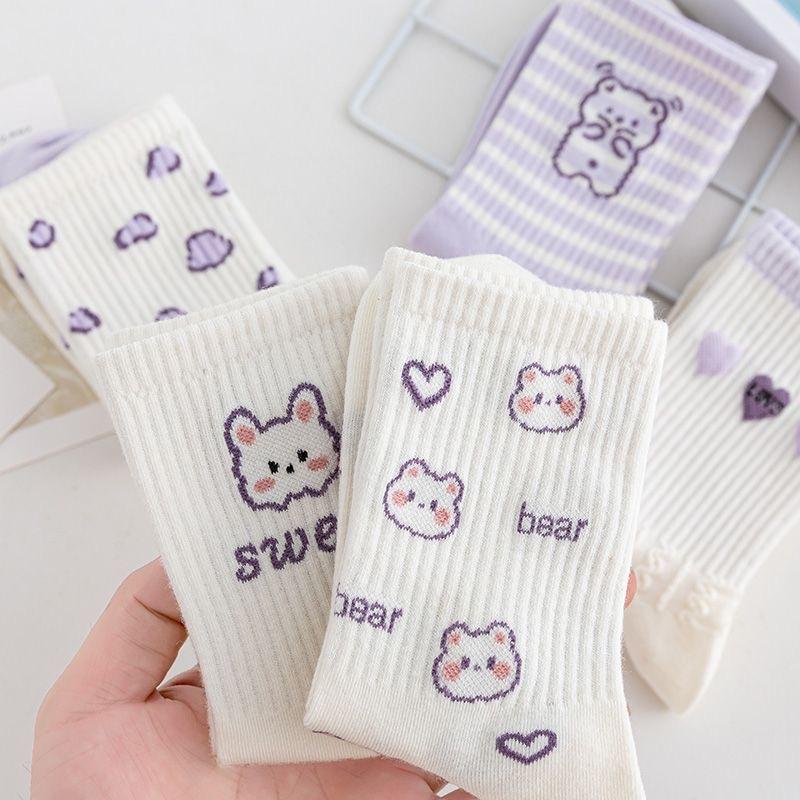 White socks women's autumn and winter tube socks cute trendy mink velvet thickened warm furry stockings