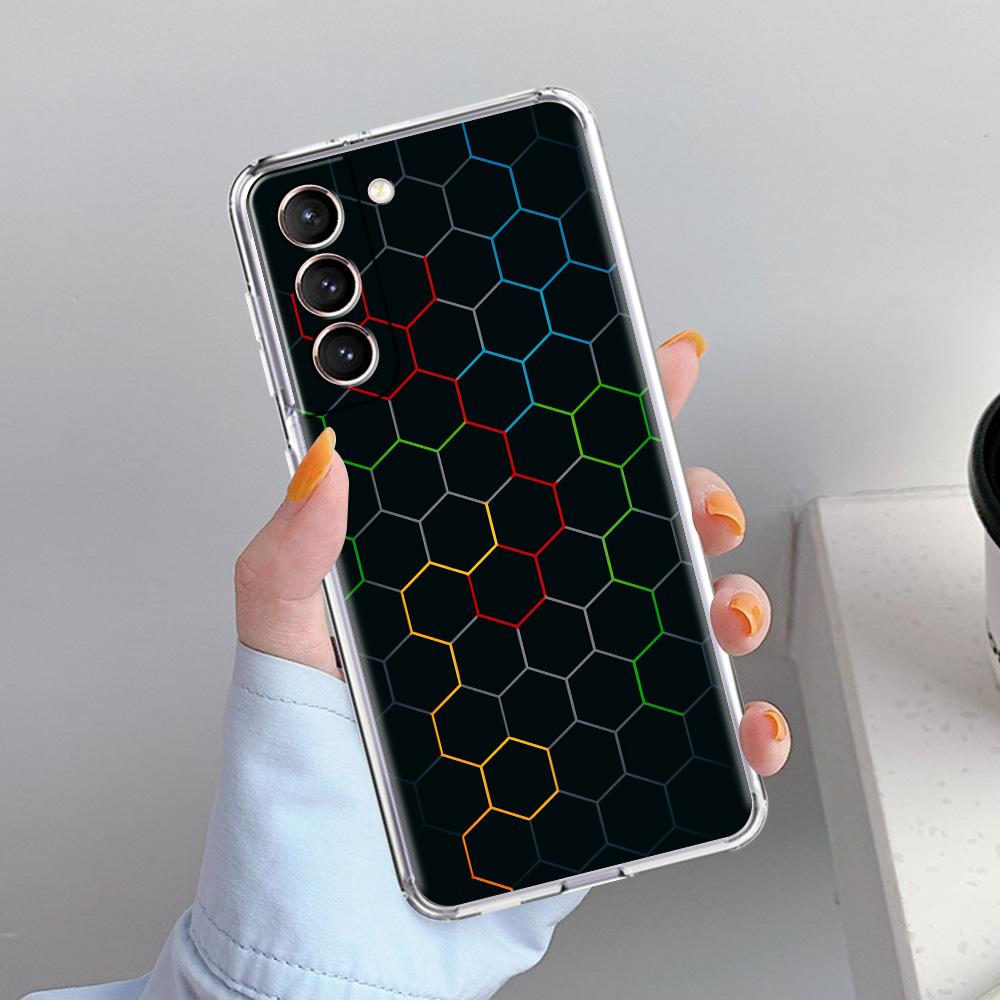 Phone Case For Samsung Galaxy S26 S25 S24 S23 S22 Ultra S20 S21 FE 5G Plus Soft Clear Cover Honeycomb Pattern