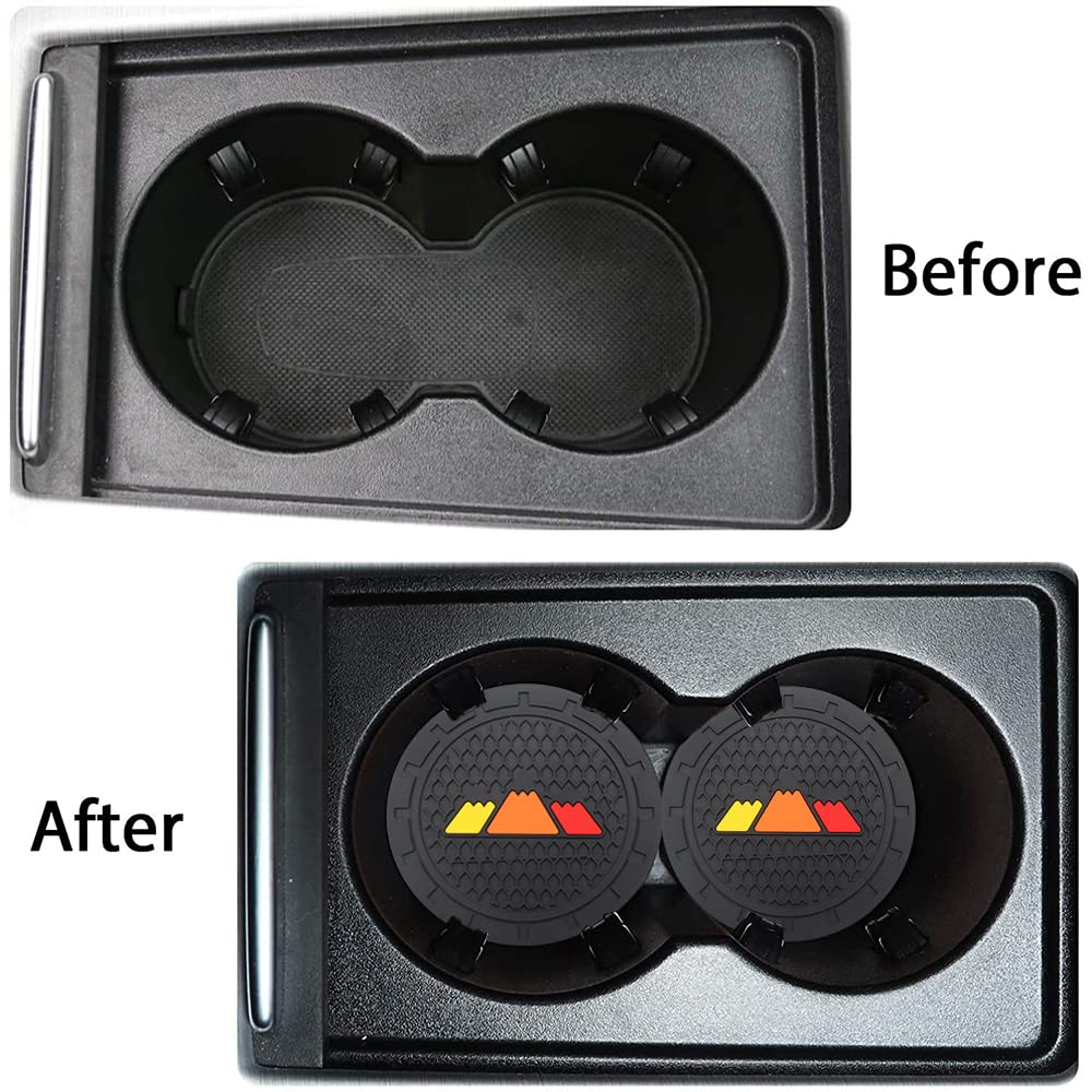 2 Pcs Tri-Color Tri-Color Car Cup Holder Coasters Auto Truck Interior Accessories for Tacoma TRD 4Runner Tundra Sequoia Rav4 Hig