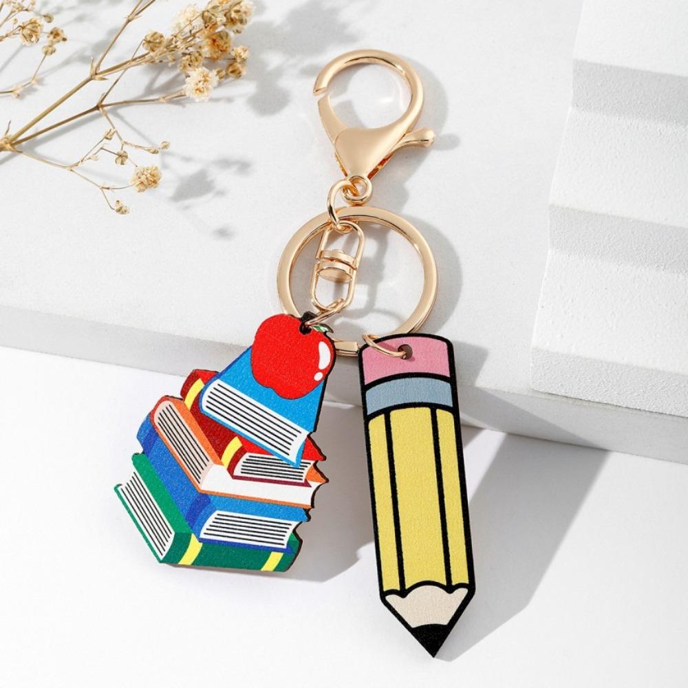 Wooden Teacher's Day Keychain English Letter Teacher Education Pendant  Graduation Season