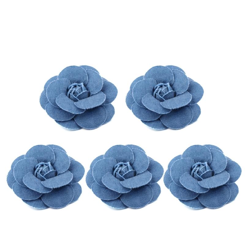 5pz Tessuto di Cotone Denim Coreano Fiori Vestiti Cappelli Decorazione Abito Fiori Accessori per Capelli Fai da Te Scrapbooking Materiali per Artigianato