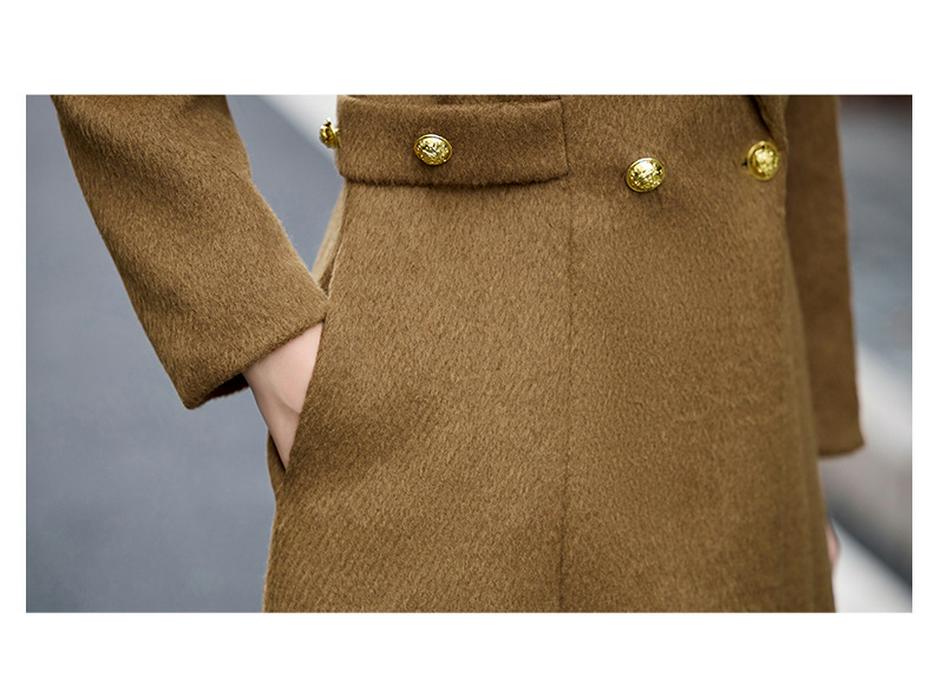 Women's Double-Breasted Lapel Wool Coat - Autumn/Winter Korean Fashion