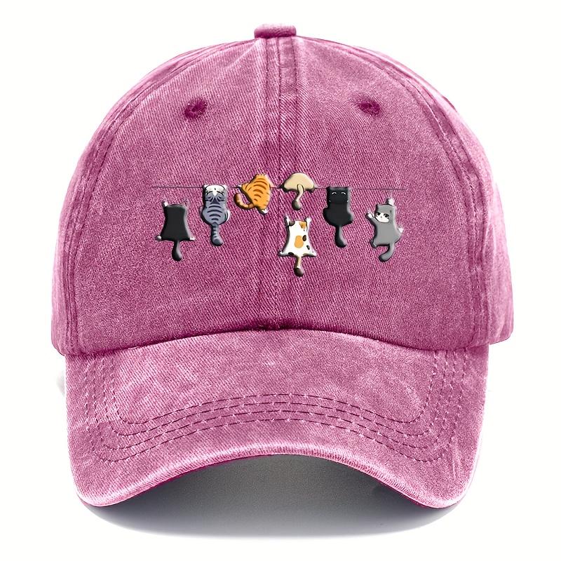 Cute cat printed baseball cap for men and women, simple and casual, daily sun protection, duck tongue cap