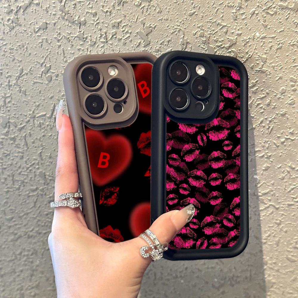 LZ22 Lips Kiss Digital Design Silicone Phone Case for iPhone 11 13 14 15 16 Pro Max 7 8 16 Plus 12 Mini XS Max XR Shockproof Back Cover