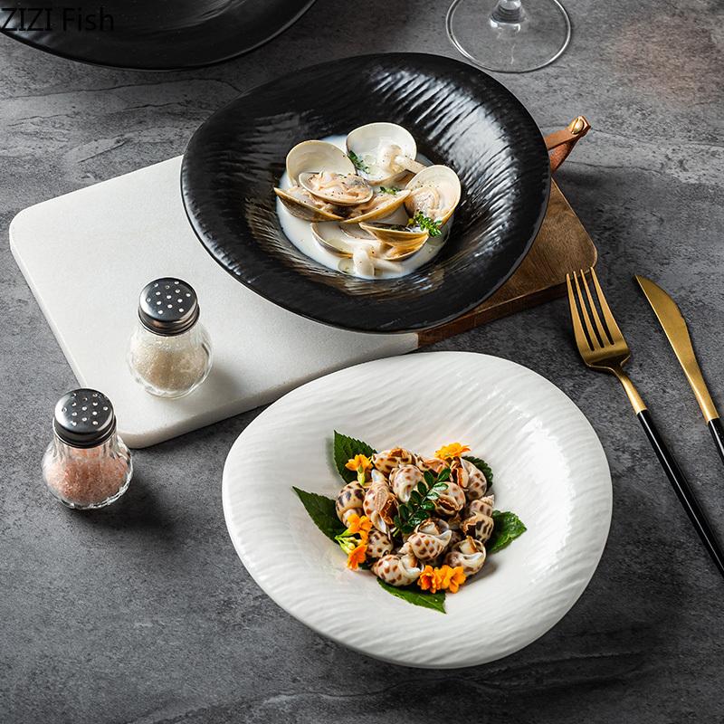 Irregular Ceramic Plate Modern Household Kitchen Salad Dessert Plate Restaurant Main Dish Food Decoration Steak Plate Tableware