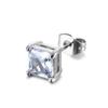 Round Square Cubic Zirconia Stainless Steel No-Piercing Ear Clip Cartilage Earrings