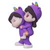 Purple Miniature Cute Couple Statue Girl On Boy's Shoulder Decorative Showpiece - Valentine Gift for Girlfriend, Boyfriend, Husband, Wife (Polyresin)