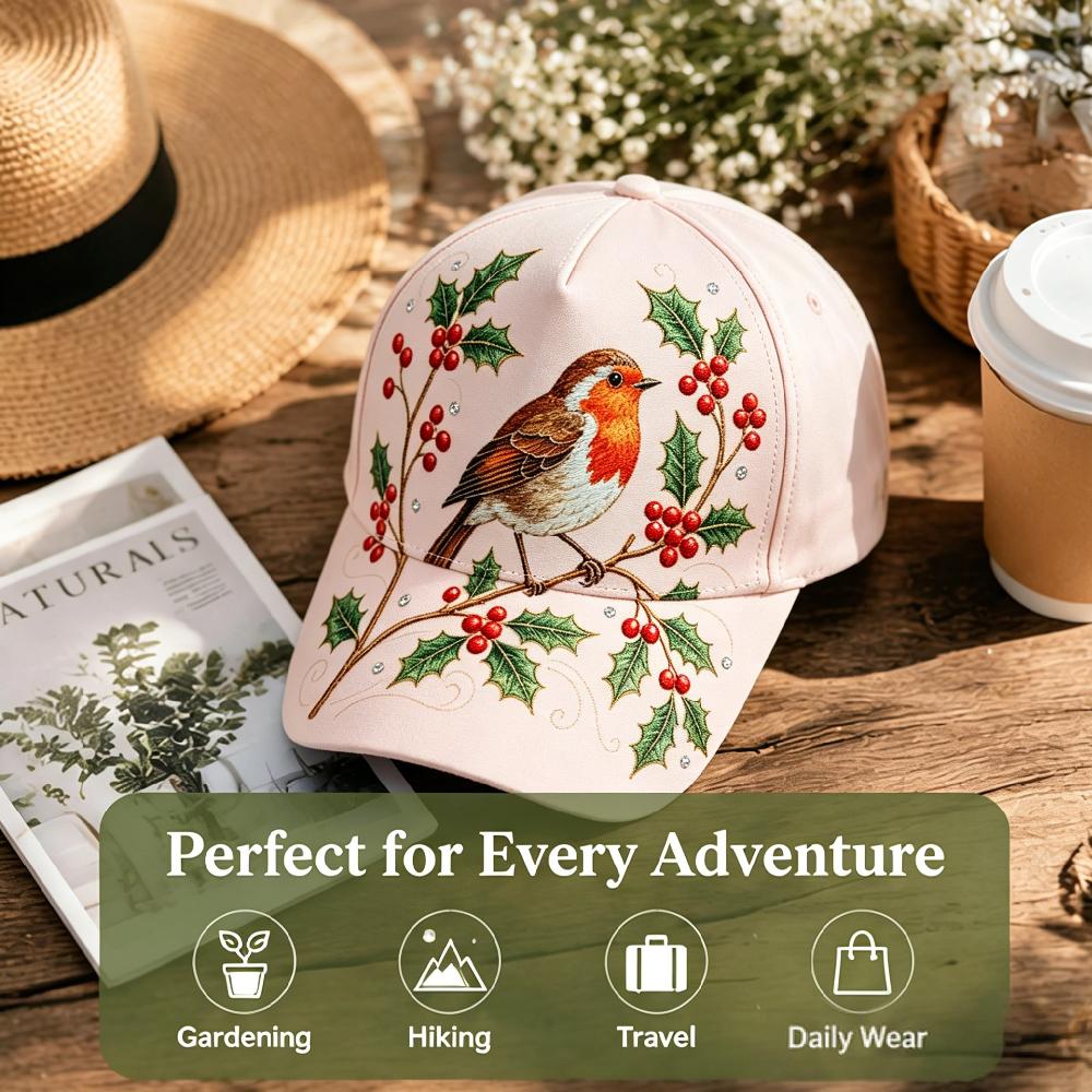 1PCS  Garden Morning Baseball Cap, Adjustable Hat, Hummingbird Flowers Theme Hat Lightweight and Breathable