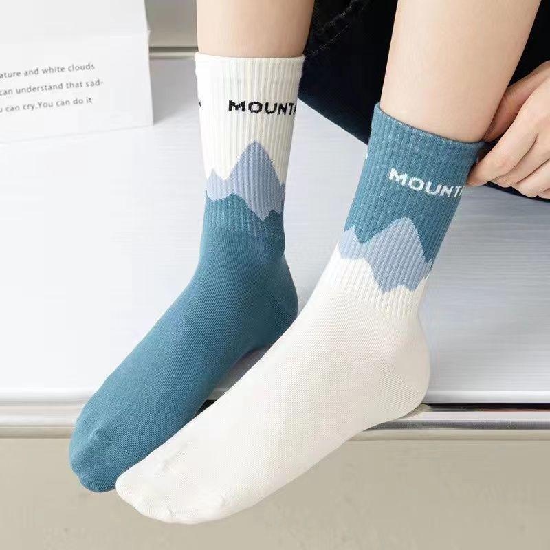 Style Men Socks Asymmetrical Pattern Street Hip Hop Skateboard Man Cotton Sock Breathable