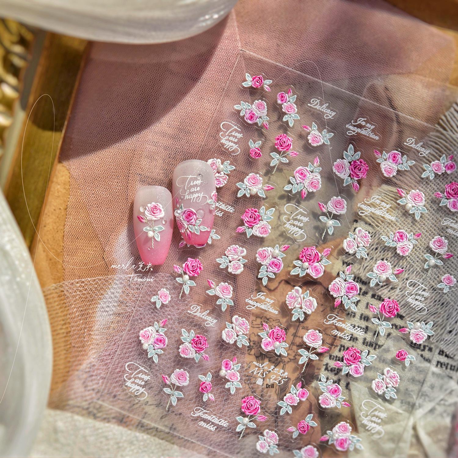 

Tomoni Crystal Diamond Rose Flower Nail Stickers - Mo Shi Collaboration (Style MS922)