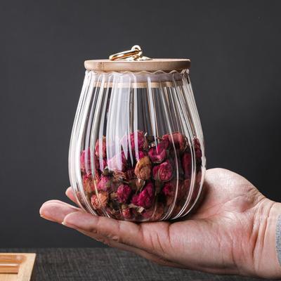 Transparenter Glasvorratsbehälter, gestreiftes Vorratsglas mit Dichtung für Trockenfrüchte und Getreide, Haushaltsvorratsdose mit großem Fassungsvermögen für Tee, Küchenbedarf