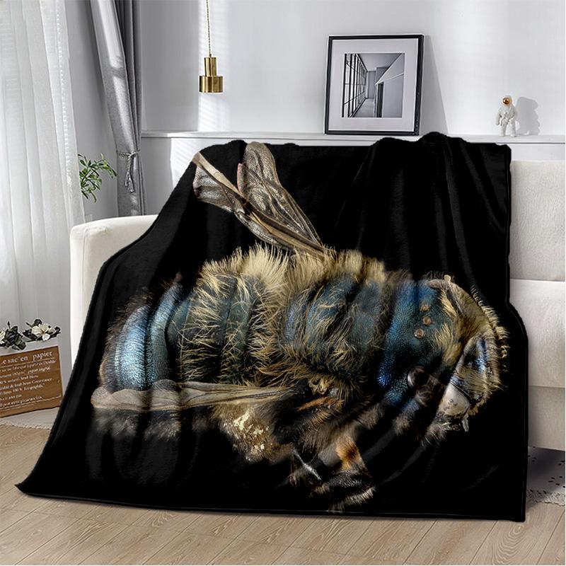 3D Honey Bee Insect Cartoon Soft Plush Blanket,Flannel Blanket Throw Blanket for Living Room Bedroom Bed Sofa Picnic Cover Kids