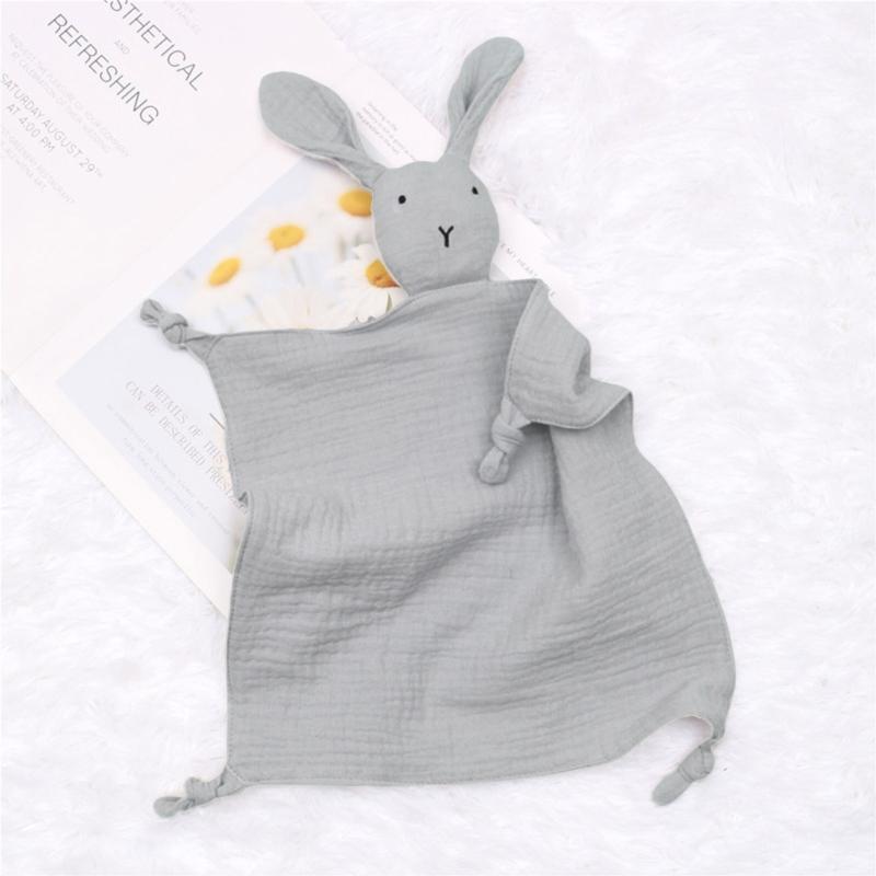 Baby Beruhigungsdecke Weiche Mullwindeln Beißring Spucktuch Geschenk Niedlicher Hase für Puppe Beruhigungstuch Komfort Schlafen Kuscheln