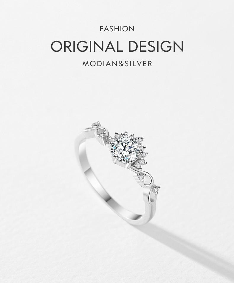 MODIAN Sparkling Dazzling Wedding Crown Finger Rings For Women Real 925 Silver Ring Engagement Statement Female Jewelry