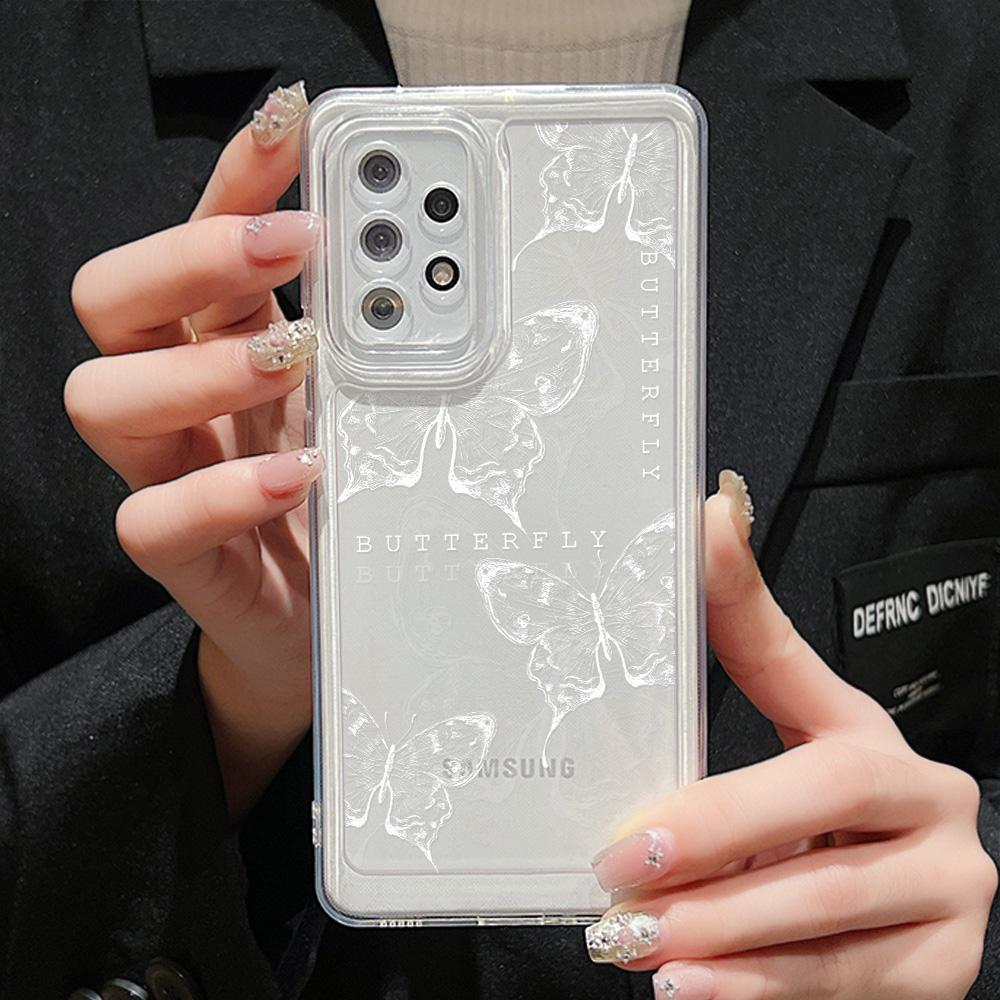 Klarer Fall für Samsung S24 Ultra A54 5G A53 A52 S23 Plus S22 S21 S20 FE A35 A55 A34 A33 A32 A14 A13 Silikon-Schmetterlingsabdeckungen