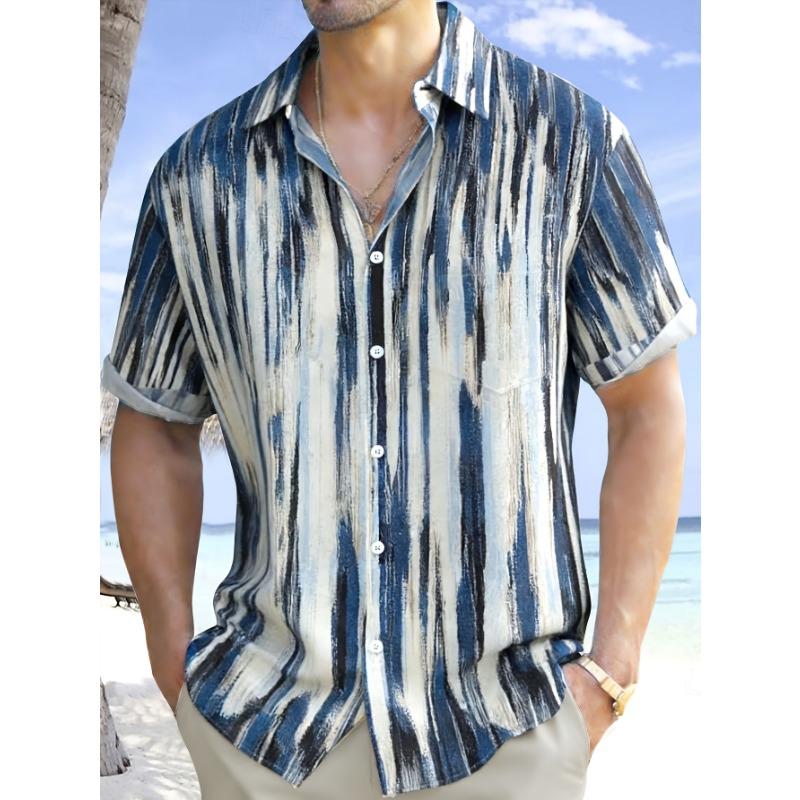 Summer Style Men s Short-Sleeved Shirt - 3D Beach Print Casual Fashionable Comfortable Soft Breathable S
