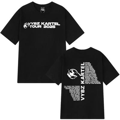 Rapper Vybz Kartel Tour 2025 New Album T Shirts Mens Women Fashion Harajuku T-shirt Casual Oversized Short Sleeve Cotton T Shirt