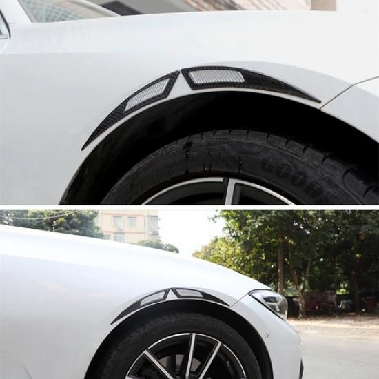 Pair Carbon Fiber Car Wheel Eyebrow Fender Decoration Sticker Cover Black Silver