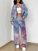 Flame Pattern Splicing Autumn And Winter New European And American Women'S Clothing Retro Pattern Printing Suit Women