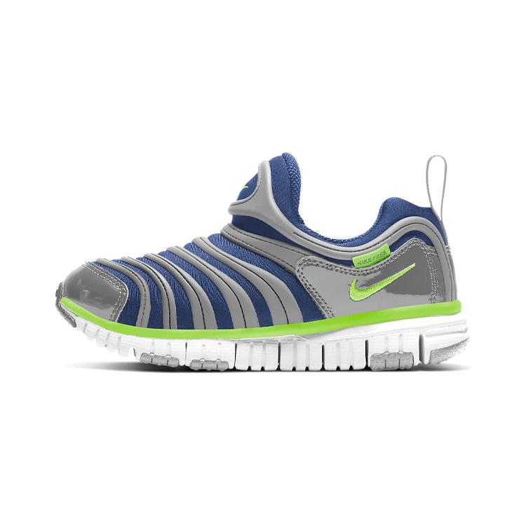 

Nike Dynamo Free Comfortable Slip Resistant Cushioning Abrasion Resistant Low top Kids Lifestyle Shoes Gray Blue Green 343738-436 28