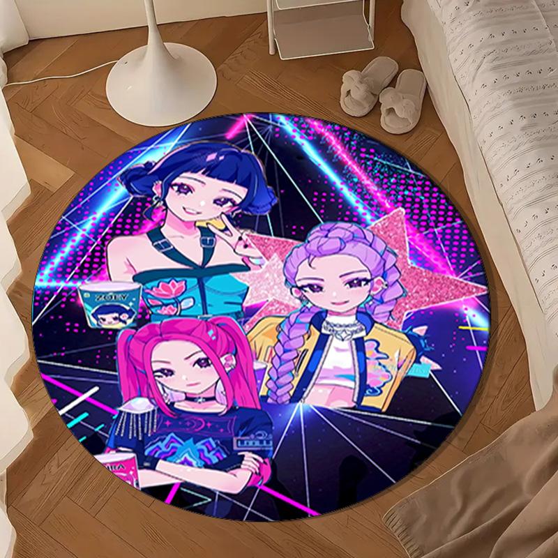 Superhero Kpop Friends Adventure Round Rug for Livingroom,Bedroom, Palyroom, Chair Rug, Area Rug, Circle Carpet, Large Size Fan Christmas Gift