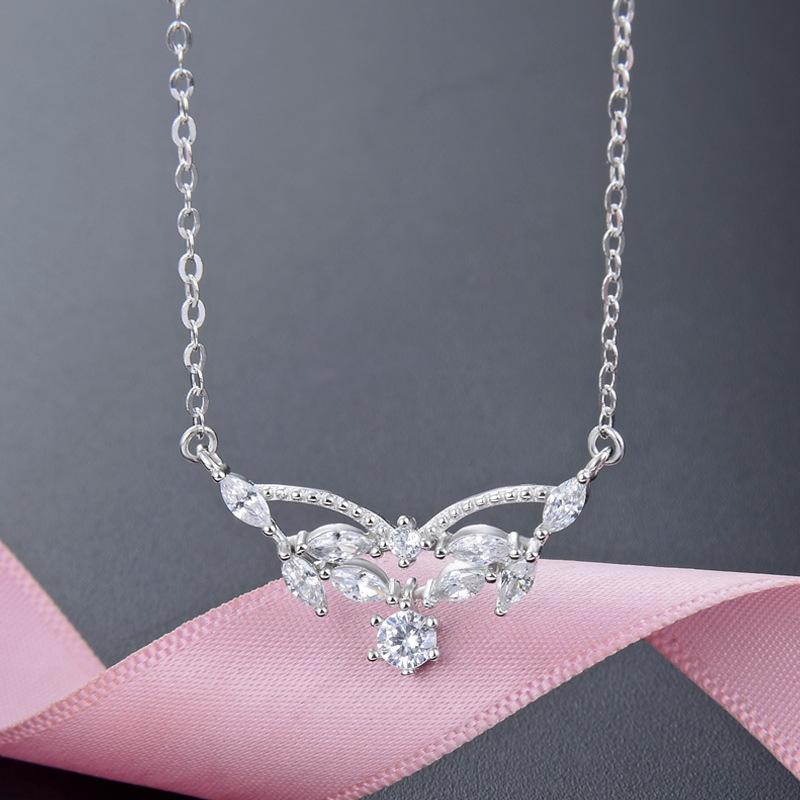 Lindon 925 Sterling Silber Klassische Damen Halskette Anhänger Zirkon Mode Geschenk