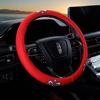 Car Steering Wheel Cover D-Shaped Handlebar Cover Summer Breathable Non-Slip Sweat-Absorbent Linen All-Season Universal Cartoon Cute for Women