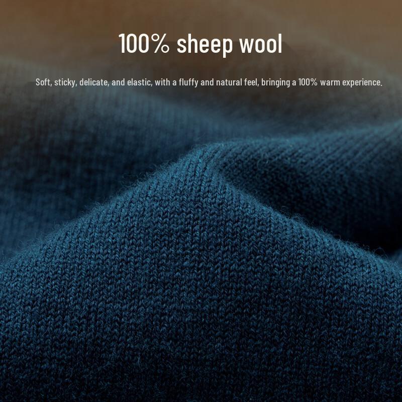 Futing Men's 100% Merino Wool Mock Neck Pullover