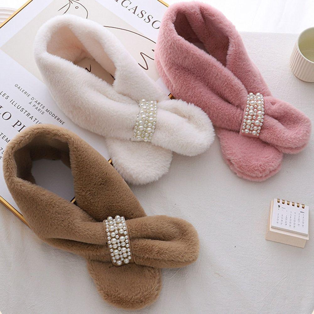 Faux Kaninchenfell Perle Plüsch Schal Verdickter Koreanischer Stil Schal Luxus Halswärmer Ring Outdoor
