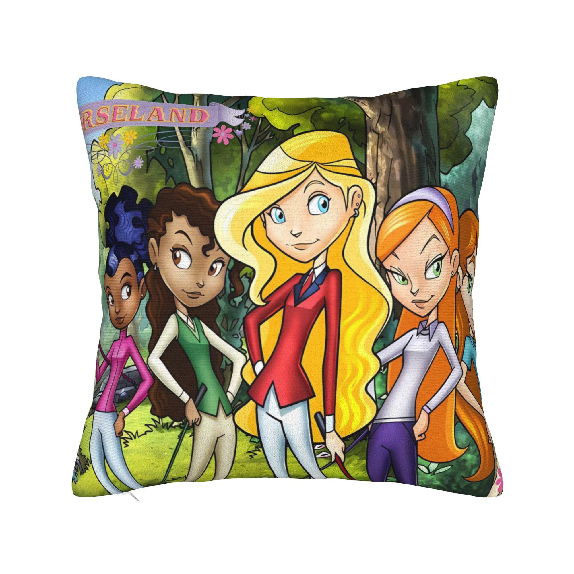 

Horseland Comic Pillowcases Fashion Pillow Case For Sofa Couch Bed Living Room Soft Pillow Cover 12x12Inch