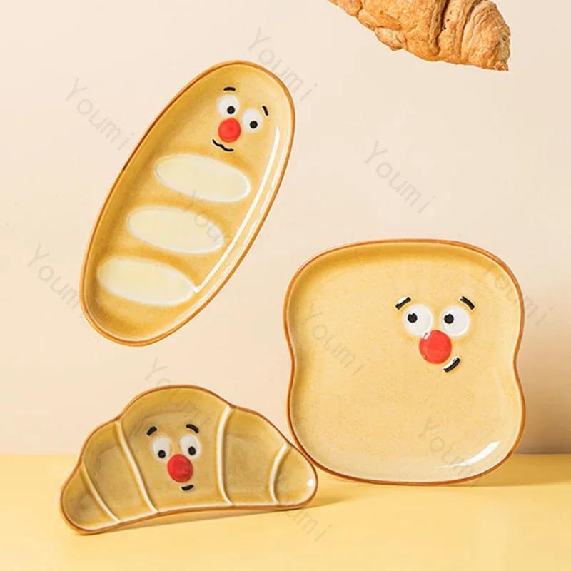 Creatieve Vierkante Keramische Borden Schattig Afternoon Tea Snack Dessertbord Thuis Ontbijt Fruit Sandwichbord Uniek Servies