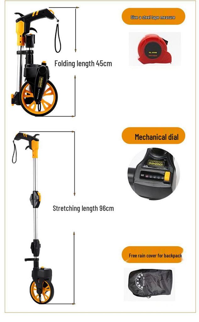 High-Precision Mechanical Rolling Distance Measuring Wheel