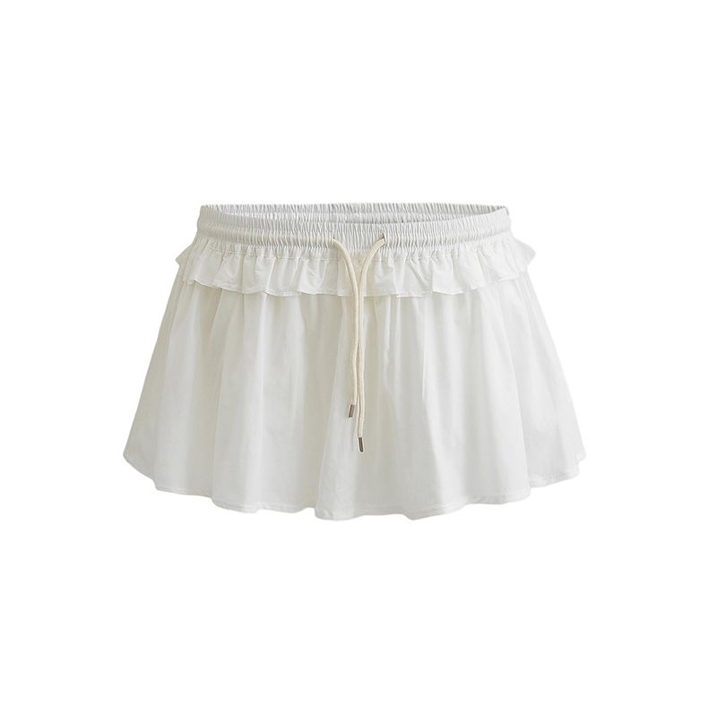 

Sweet American Sexy Stylish College Sports Style High-Waist Blouse + Elastic Waist A- line Umbrella Skirt Mid-Length Dress Set White overskirt S