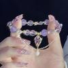 Luxe Paars Glas Kristal Kralen Armbanden voor Vrouwen Chique Vlinder Kwastje Hanger Armbanden Zoet Meisje Pols Sieraden