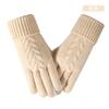 Touch screen gloves women's winter outdoor riding warm and cold-proof piled thickened flat machine jacquard, knitted gloves