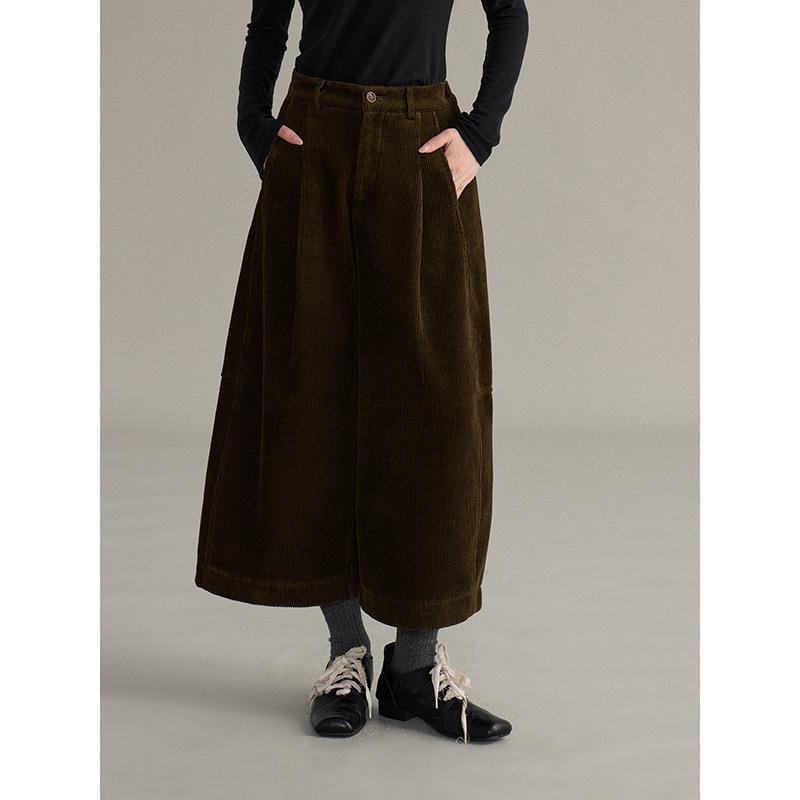 

Retro Corduroy Thickened High-Waist Wide-Leg Winter Pants for Women S (85-105 cm) армия зеленый